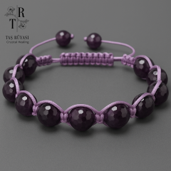 Ametist Taşı 8 mm Örme Bileklik - Ruhsal Dinginlik ve Koruyucu Enerji