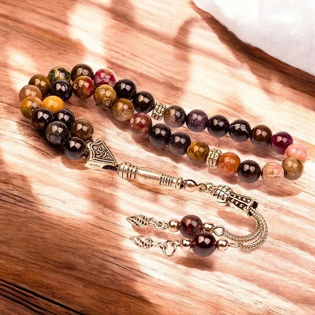 Karışık Turmalin Tesbih 8 mm