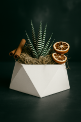 Geometrik Beyaz Beton Saksı 12 cm | Modern Dekoratif Saksı