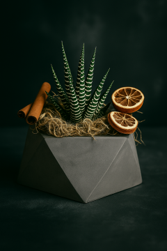 Geometrik Beyaz Beton Saksı 12 cm | Modern Dekoratif Saksı