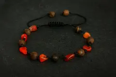 Kırmızı Akik Kapnlangözü Örme Bileklik