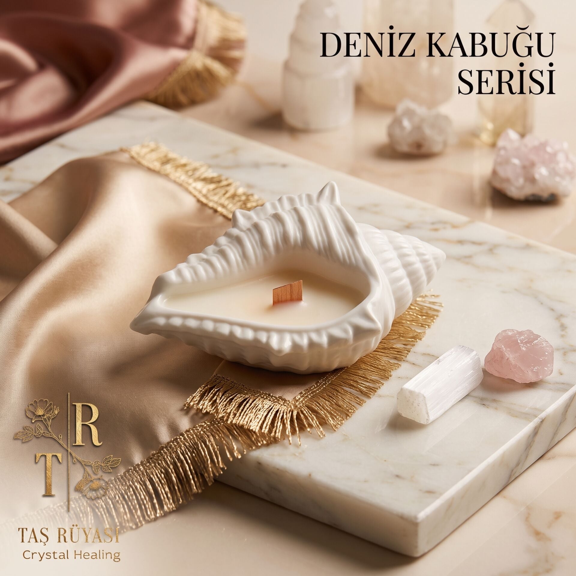 Beyaz Dekoratif Deniz Kabuğu Mum