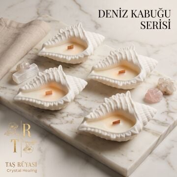 Beyaz Dekoratif Deniz Kabuğu Mum