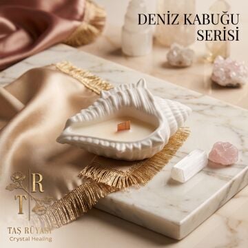 Beyaz Dekoratif Deniz Kabuğu Mum