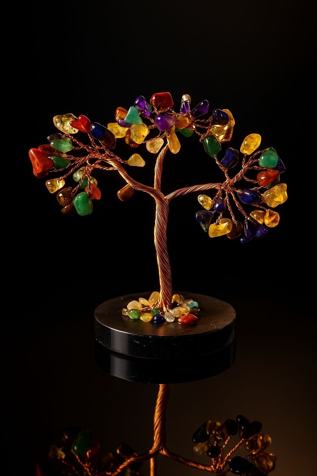 Çakra Ağacı Doğaltaş Dekor – 13-15 cm | Enerji Dengeleyici Masaüstü Ağaç