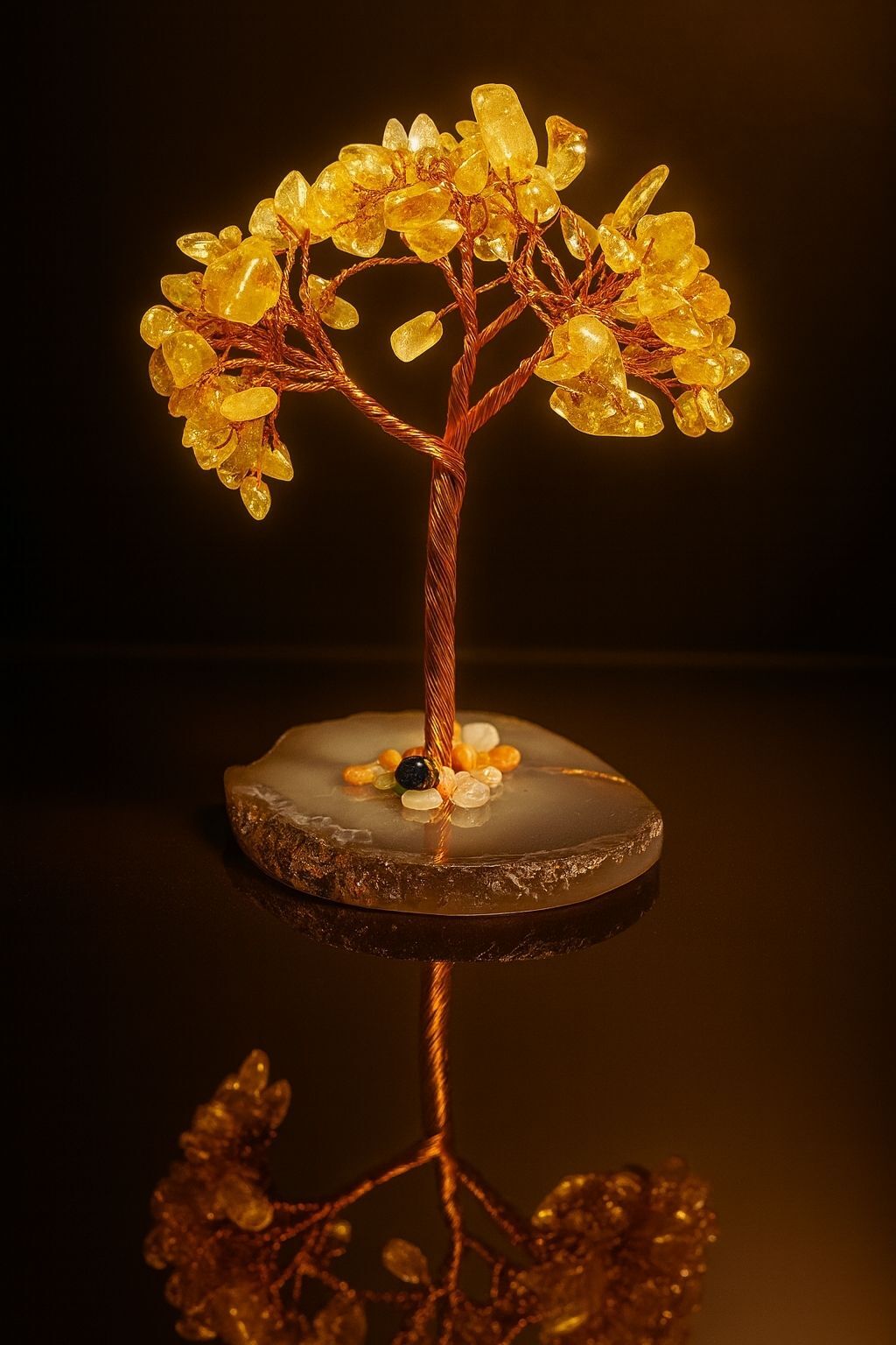 Sitrin Ağacı Doğaltaş Dekor 13-15 cm | Akik Tabanlı Bolluk ve Bereket Ağacı