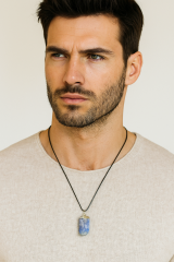 Ham Mavi Kiyanit Kolye Ucu Zincirli | Doğaltaş Enerji ve İletişim Kolyesi