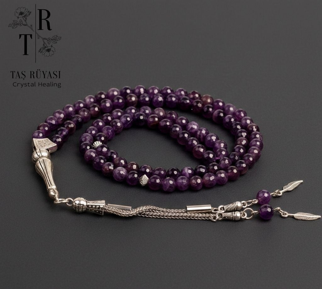 Ametist 6 mm 99’luk Dua Tesbihi | Doğal Taş Zikir Tesbihi & Huzur Enerjisi