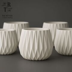 Geometrik Beton Tealight Mumluk & Mini Saksı – 10 cm Dekoratif Tasarım