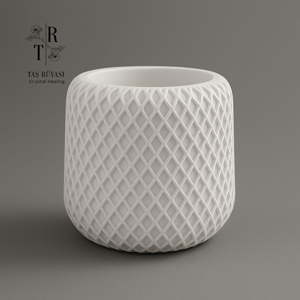 Silindir Desenli Beton Tealight Mumluk – 8 cm Dekoratif Mumluk