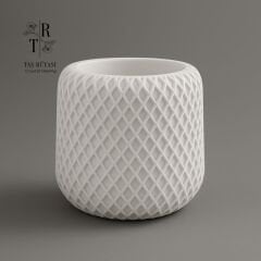 Silindir Desenli Beton Tealight Mumluk – 8 cm Dekoratif Mumluk