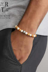 Güneş Taşı & Aytaşı 8 mm Doğaltaş Bileklik – Dişil & Eril Enerji Dengesi