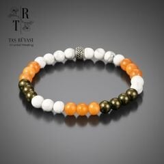 Güneş Taşı Pirit Havlit 6 mm Doğaltaş Bileklik – Bolluk, Özgüven ve Denge Enerjisİ