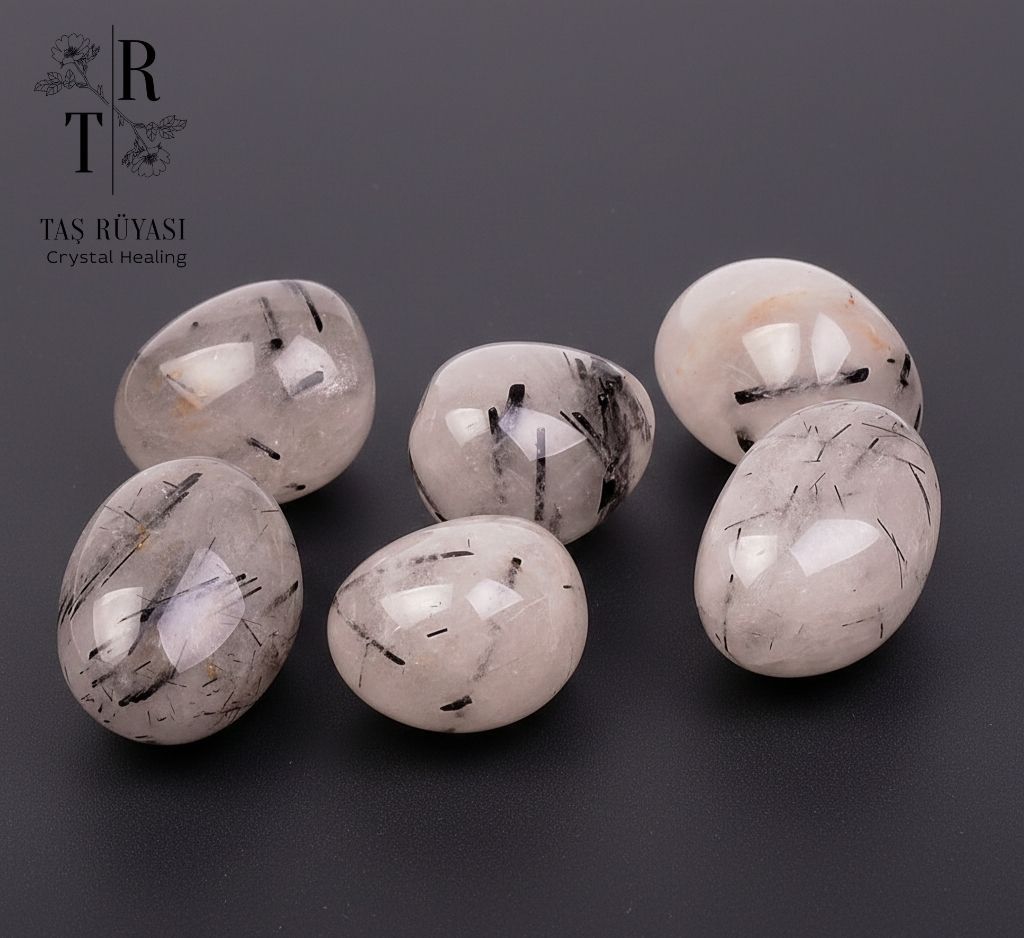 Turmalinli Rutil Kuvars Doğal Taş (10–15 gr) | Enerji ve Aura Temizleme Taşı