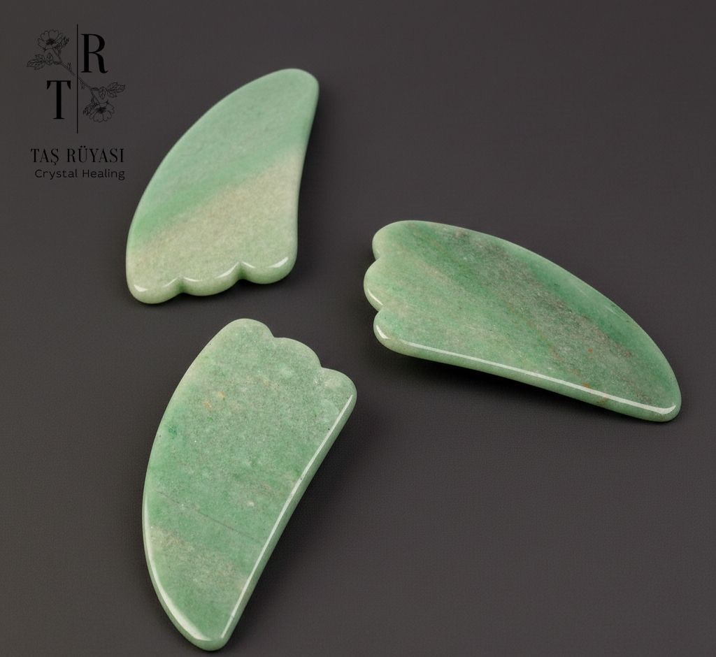 Aventurin Taşı Gua Sha Masaj Aleti  | Doğal Yeşil Aventurin Yüz Masaj Taşı