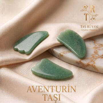 Aventurin Taşı Gua Sha Masaj Aleti  | Doğal Yeşil Aventurin Yüz Masaj Taşı