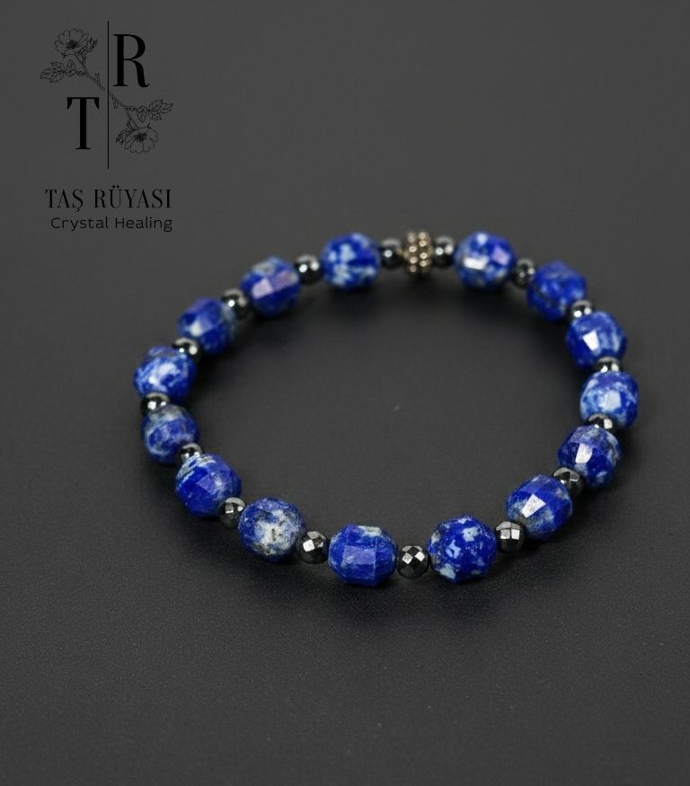 Lapis Lazuli Hematit Bileklik | Doğal Taş Enerji Bilekliği