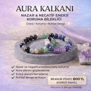 Aura Kalkanı Nazar Koruma Bilekliği | Kişiye Özel Doğum Tarihi Analizli Doğaltaş Bileklik