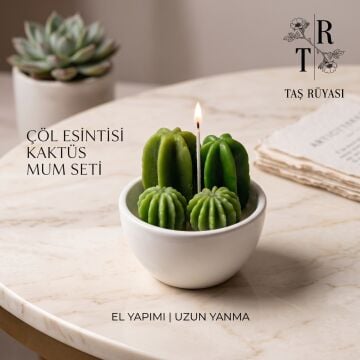 Kaktüs Mum Aranjman-Çöl Esintisi