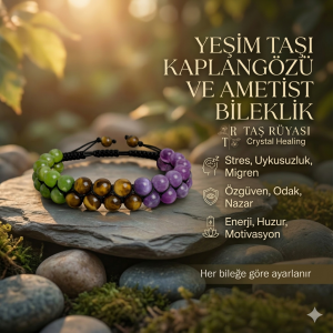 Ametist Yeşim Kaplangözü Bileklik | Doğal Taş Enerji ve Şıklık Bilekliği