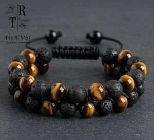 Lav Taşı Kaplangözü 8 mm Çift Sıra Örme Bileklik