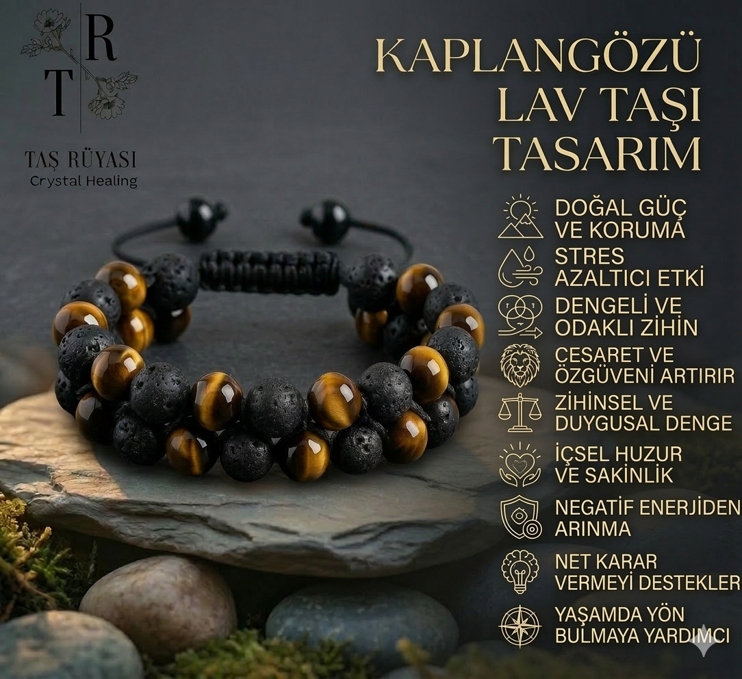 Lav Taşı Kaplangözü 8 mm Çift Sıra Örme Bileklik