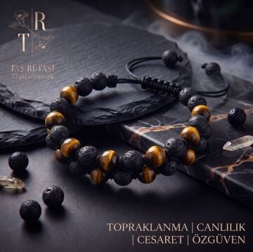 Lav Taşı Kaplangözü 8 mm Çift Sıra Örme Bileklik