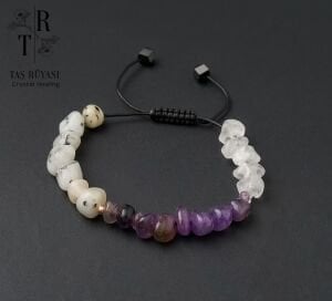 Aytaşı Ametist Kristal Kuvars Kırık Taş Örme Bileklik