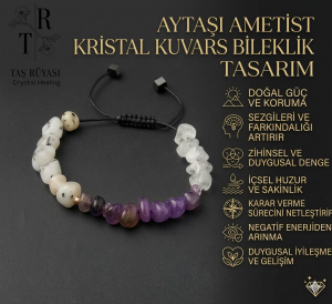 Aytaşı Ametist Kristal Kuvars Kırık Taş Örme Bileklik