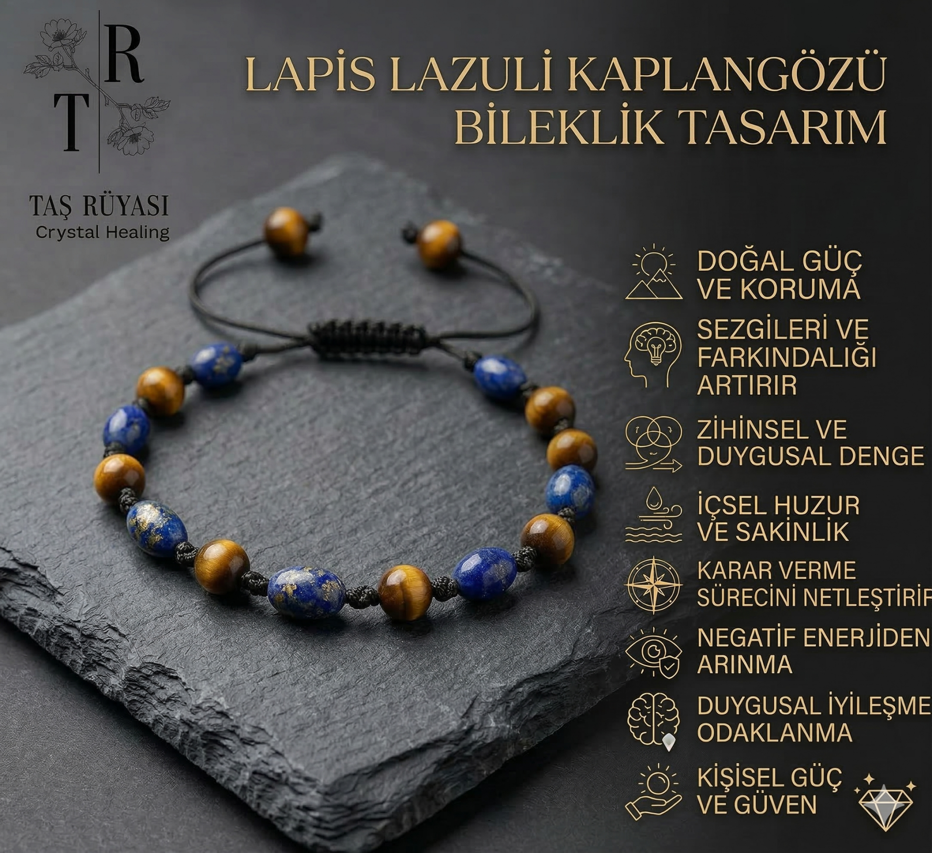 Kaplangözü Lapis Lazuli Amor Örme Bileklik