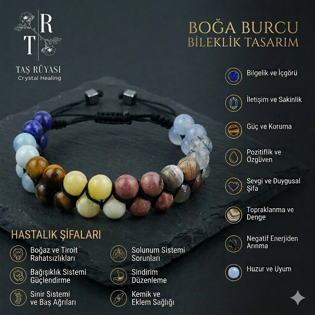 Boğa Burcu Doğal Taş Bileklik