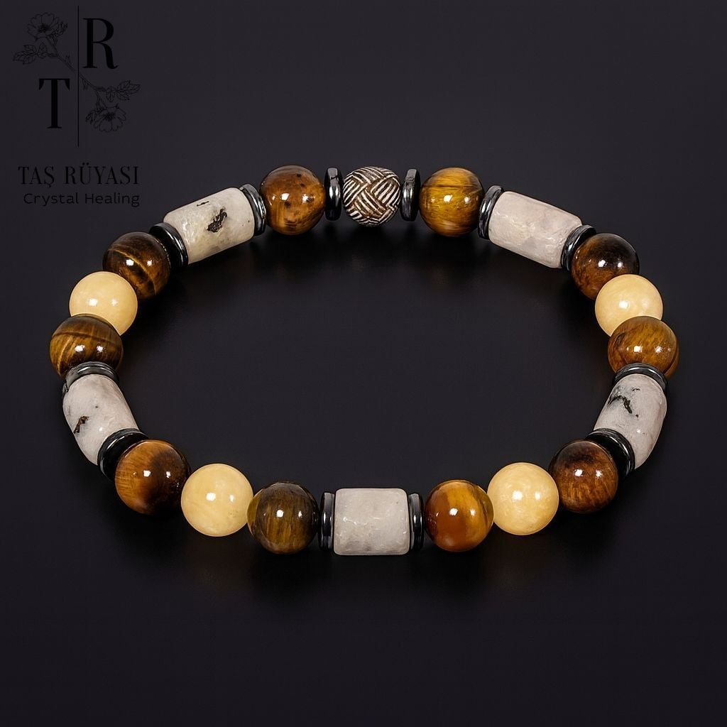 Aytaşı Kalsit Kaplangözü Bileklik | Doğal Taş Enerji ve Özgüven Bilekliği