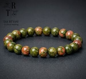 Unakit 8 mm Doğal Taş Bileklik | Denge, Huzur ve Kalp Çakrası Enerji Bilekliği