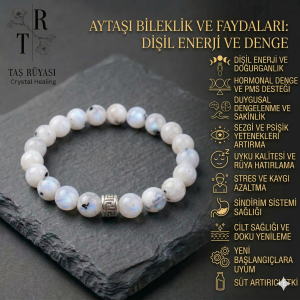 Aytaşı 8 mm Doğal Taş Bileklik | Sezgi, Denge ve Dişil Enerji Bilekliği