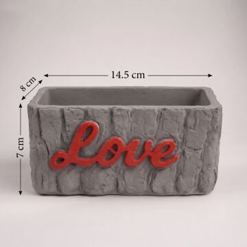 Dekoratif Love Yazılı Dikdörtgen Saksı