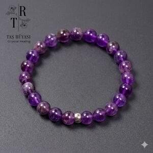 Ametist 8 mm Doğal Taş Bileklik | Huzur, Denge ve Enerji Temizleme Bilekliği