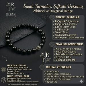 Siyah Turmalin 8 mm Doğal Taş Bileklik | Koruma ve Negatif Enerji Temizleme