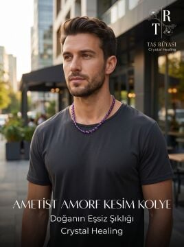 Ametist Amorf Kesim Doğaltaş Kolye