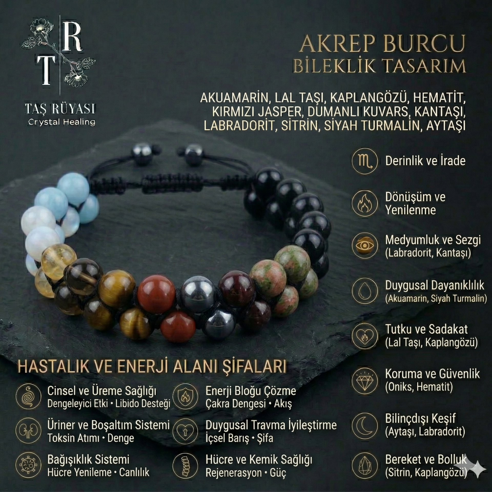 Akrep Burcu Doğaltaş Bileklik