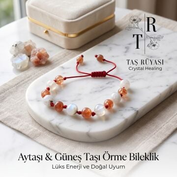 Aytaşı ve Güneş Taşı Doğal Örme Bileklik | Enerji ve Denge