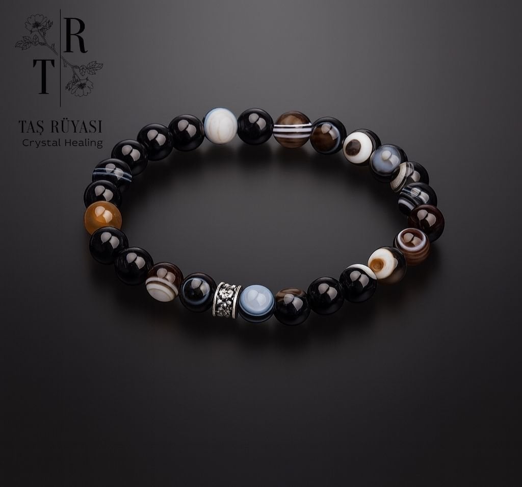 Göz Akik Taşı Bileklik 8 mm – Nazar Koruyucu Doğaltaş Bileklik