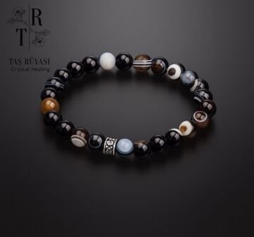 Göz Akik Taşı Bileklik 8 mm – Nazar Koruyucu Doğaltaş Bileklik